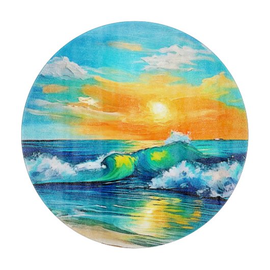 Ocean's Kiss: Sunset Waves Snijplank (Voorkant)