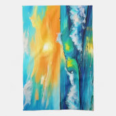 Ocean's Kiss: Sunset Waves Theedoek (Verticaal)