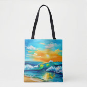 Ocean's Kiss: Sunset Waves Tote Bag (Voorkant)