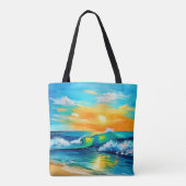 Ocean's Kiss: Sunset Waves Tote Bag (Achterkant)