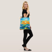 Ocean's Kiss: Sunset Waves Tote Bag (Op model)