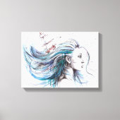 Oceans meisje Nautical Surreal Painingkunst Canvas Afdruk (Voorkant)