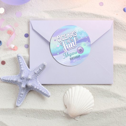 Oceans of Fun Gepersonaliseerde Verjaardag ID1142 Ronde Sticker