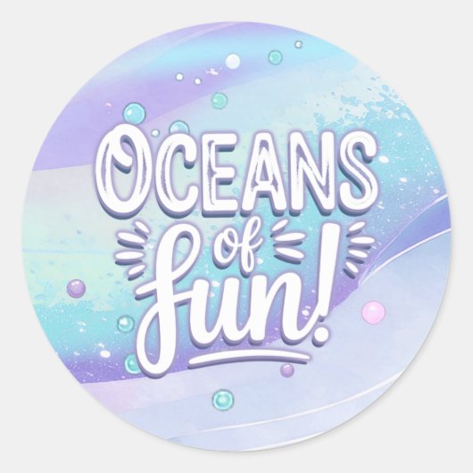 Oceans of Fun Typography ID1142 Ronde Sticker (Voorkant)