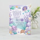 Oceans of Fun Zeemeermin Verjaardag V1 ID1142 Feestdagenkaart (Staand voorkant)