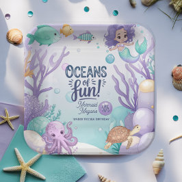 Oceans of Fun Zeemeermin Verjaardag V1 ID1142 Papieren Bordje