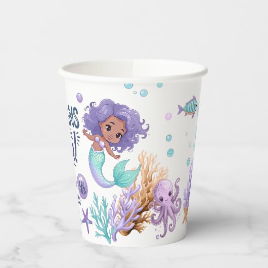 Oceans of Fun Zeemeermin Verjaardag V2 ID1142 Papi Papieren Bekers (Links)