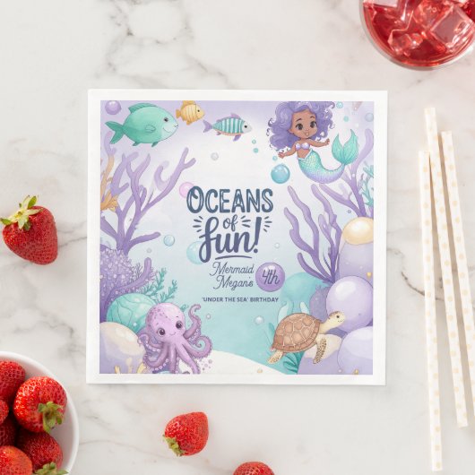 Oceans of Fun Zeemeermin Verjaardag V2 ID1142 Servet (Insitu)