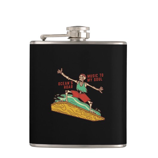 Oceans Roar Music to the Soul on a Flask Heupfles (Voorkant)