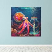 Ocean's Silent Captive beroemd gemaakt door Octopu Canvas Afdruk (Insitu (Houten vloer))