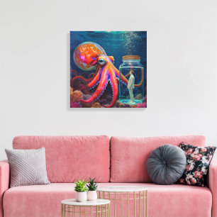 Ocean's Silent Captive beroemd gemaakt door Octopu Canvas Afdruk