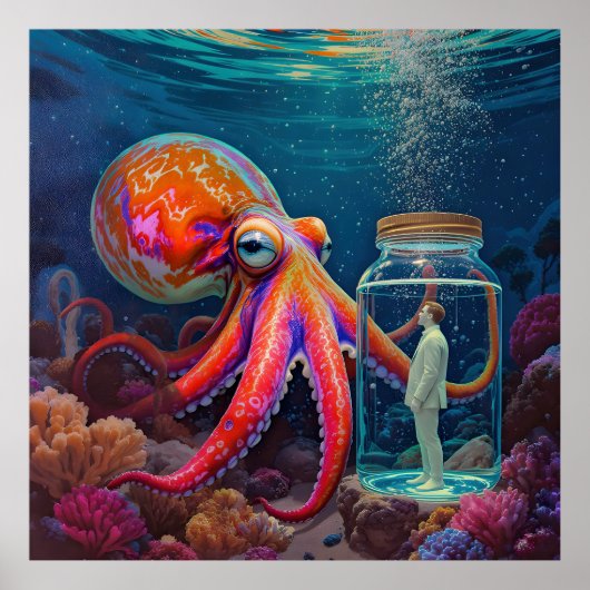 Ocean's Silent Captive beroemd gemaakt door Octopu Poster (Voorkant)