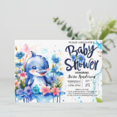 Ocean's Symphony: Dolfijn-thema Boy Baby shower Kaart (Staand voorkant)
