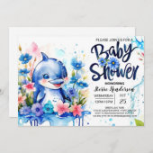Ocean's Symphony: Dolfijn-thema Boy Baby shower Kaart (Voorkant / Achterkant)