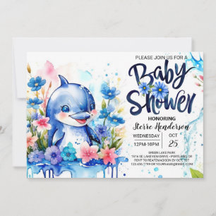 Ocean's Symphony: Dolfijn-thema Boy Baby shower Kaart