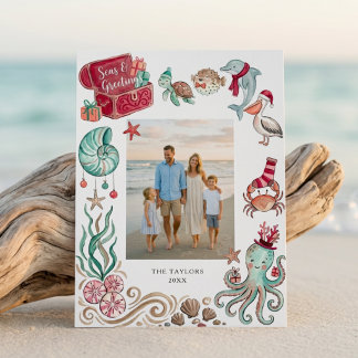 Oceanschat Kerstmis & Groeten Foto Feestdagenkaart