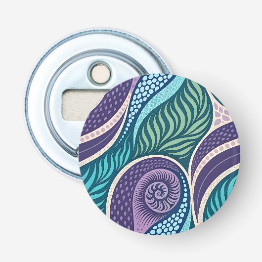 Oceanschelp & Zeewier Mandala Button Flesopener (Voorkant)