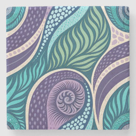 Oceanschelp & Zeewier Mandala Stenen Onderzetter