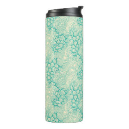 Oceanschelpen Zeegolven Abstract Vintage Patroon Thermosbeker