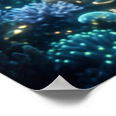 Oceanschildpad Bioluminescente Drift Kunst Poster (Hoek)