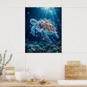 Oceanschildpad Bioluminescente Drift Kunst Poster (Keuken)