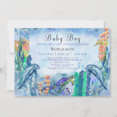 OceanSea Animals Baby Boy Shower Uitnodiging (Voorkant)
