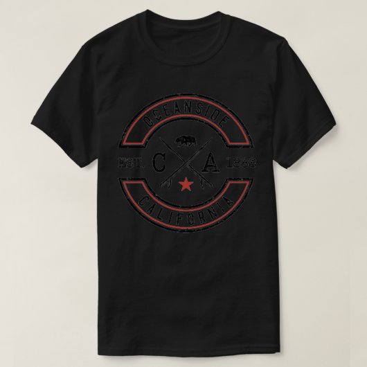 Oceanside Beach California CA Retro Surfer Front B T-shirt (Design voorkant)