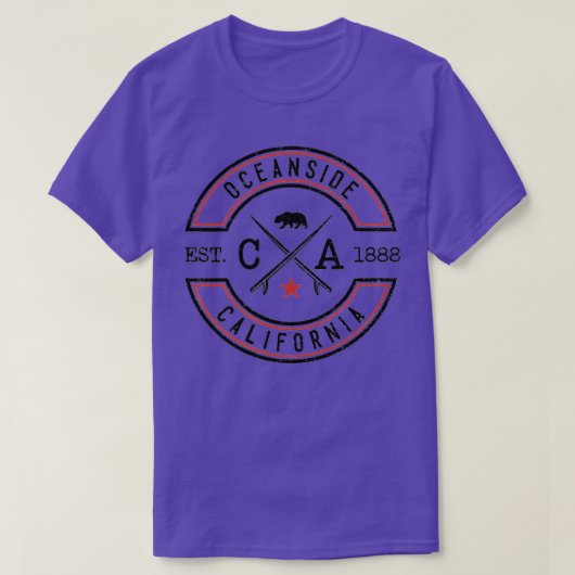 Oceanside Beach California CA Retro Surfer Front T-shirt (Design voorkant)