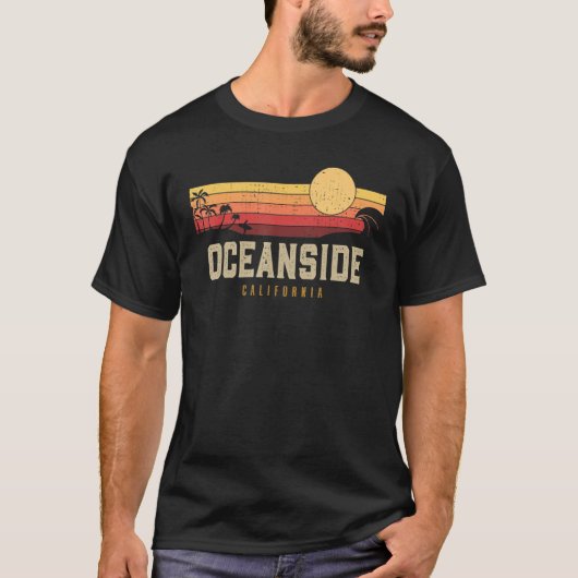  oceanside Beach California Ca Retro Surfer T-shirt (Voorkant)