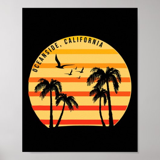 Oceanside Beach California Palms Vacation Surf Sun Poster (Voorkant)