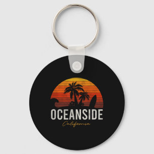 Oceanside Beach California Palms Vacation Surf Sun Sleutelhanger