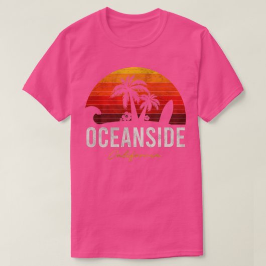 Oceanside Beach California Palms Vacation Surf Sun T-shirt (Design voorkant)