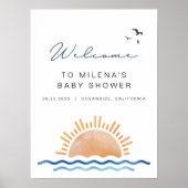 OCEANSIDE Beach Ocean Sunset Baby shower Welcome Poster (Voorkant)