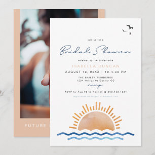 OCEANSIDE Beach Tropical Bridal Shower Invitation Kaart