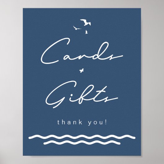 OCEANSIDE Beach Tropical Navy Kaarten & Gifts Sign Poster (Voorkant)