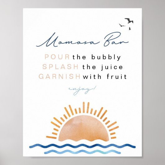 OCEANSIDE Beach Tropical Sunset Momosa Bar Sign Poster (Voorkant)
