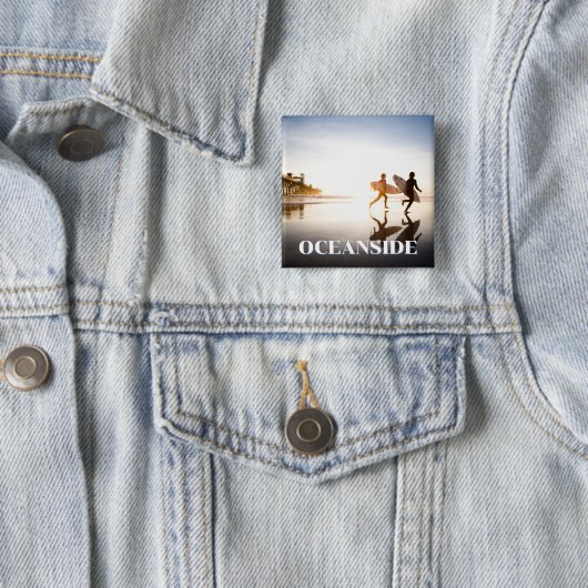 Oceanside Beach Vierkante Button 5,1 Cm (In situ)