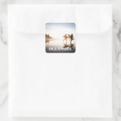 Oceanside Beach Vierkante Sticker (Tas)