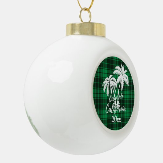 Oceanside California Beach Palm Tree Green Keramische Bal Ornament (Links)