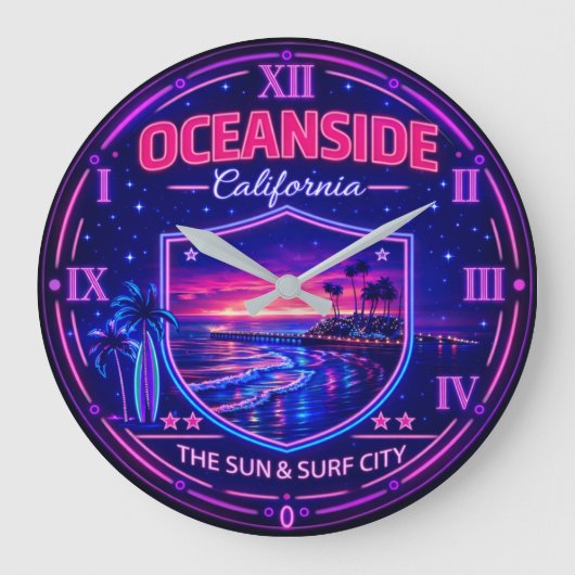 Oceanside California Beach Sunset Grote Klok (Voorkant)
