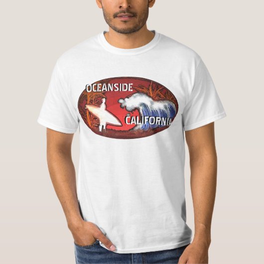 Oceanside California surfer waves value t-shirt (Voorkant)
