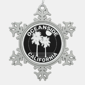 Oceanside California Surfing Surf Tin Sneeuwvlok Ornament