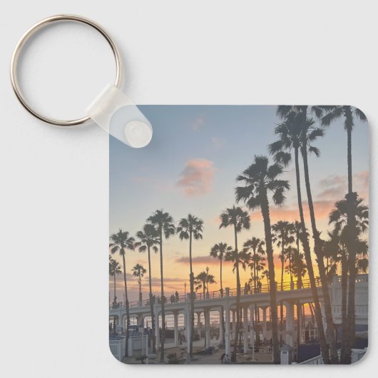 Oceanside Californië Sinaasappel Sunset Palmbomen Sleutelhanger (Voorkant)
