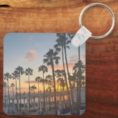 Oceanside Californië Sinaasappel Sunset Palmbomen Sleutelhanger (Achterkant)