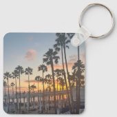 Oceanside Californië Sinaasappel Sunset Palmbomen Sleutelhanger (Achterkant)