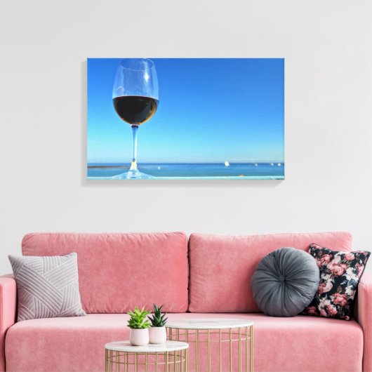 Oceanside Glass of Merlot Canvas Afdruk (Insitu (Woonkamer))