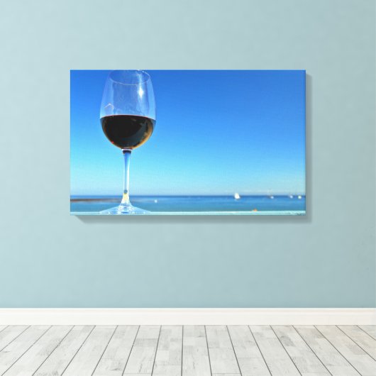 Oceanside Glass of Merlot Canvas Afdruk (Insitu (Houten vloer))