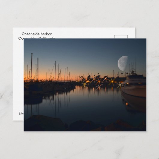 Oceanside Harbour bij de schemering met de maan Briefkaart (Voorkant / Achterkant)