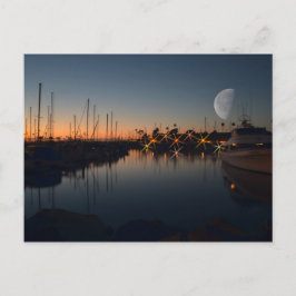 Oceanside Harbour bij de schemering met de maan Briefkaart