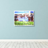 Oceanside haven schilderij verpakt canvas (Insitu (Houten vloer))
